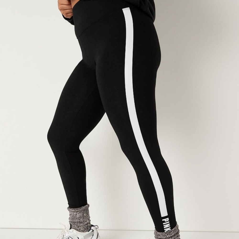 Victoria's Secret PINK High Waist Full Length Black Stripe Leggings XXL NWT